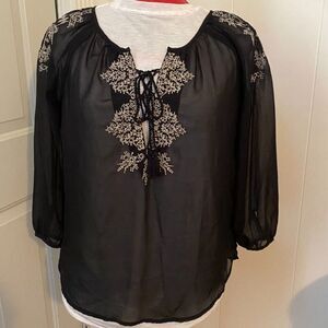 American Eagle Boho Sheer Long Sleeve Pullover Top Size S